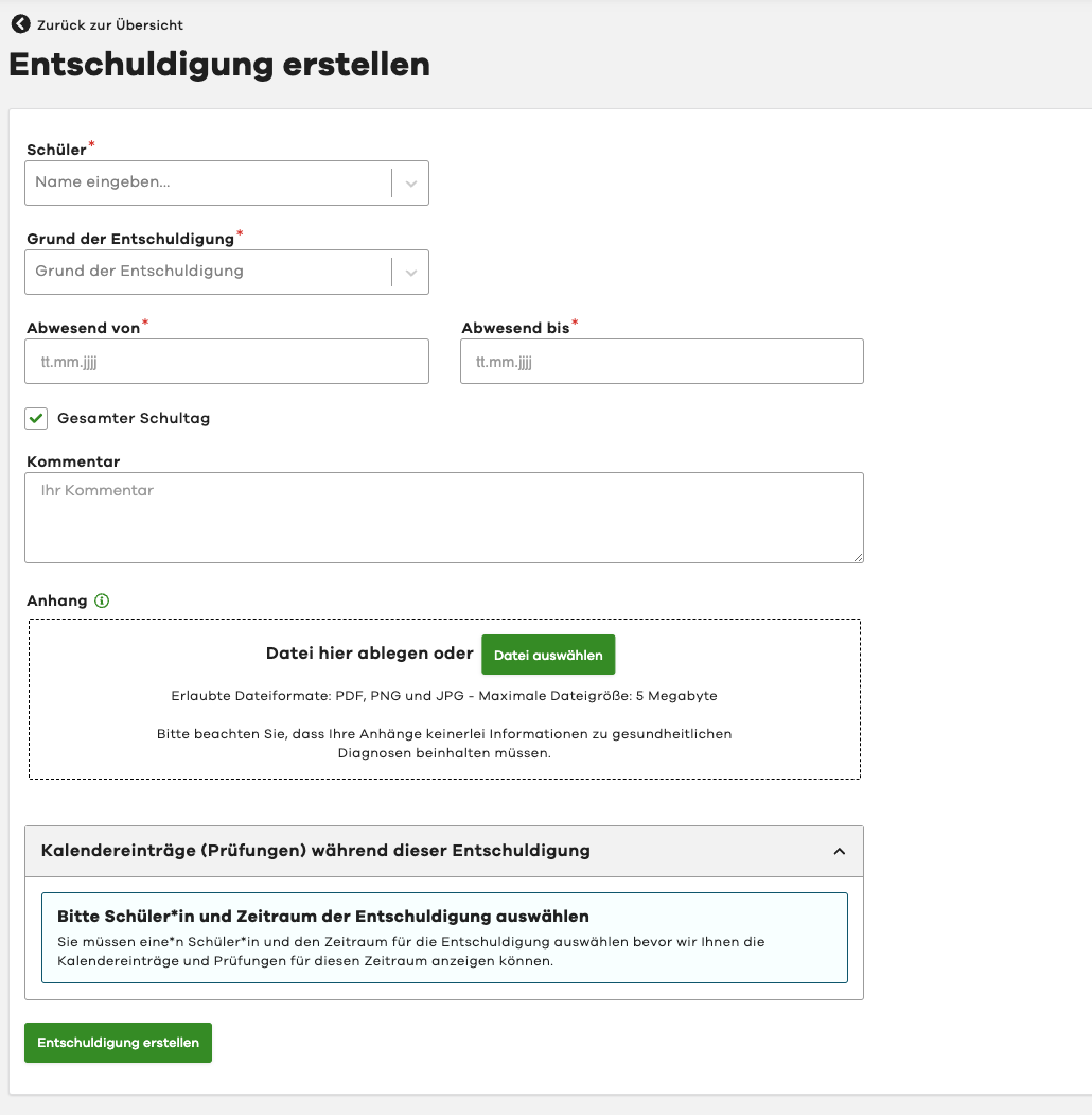 Entschuldigung erstellen