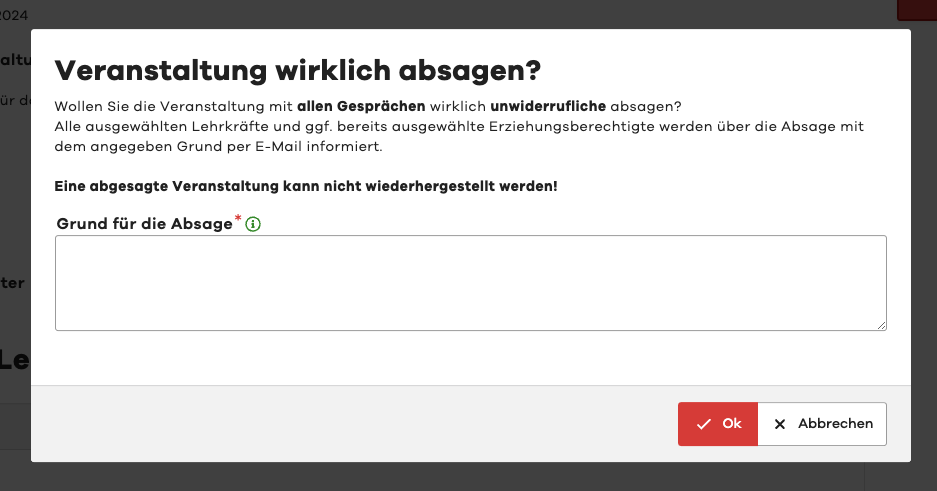 Veranstaltung absagen