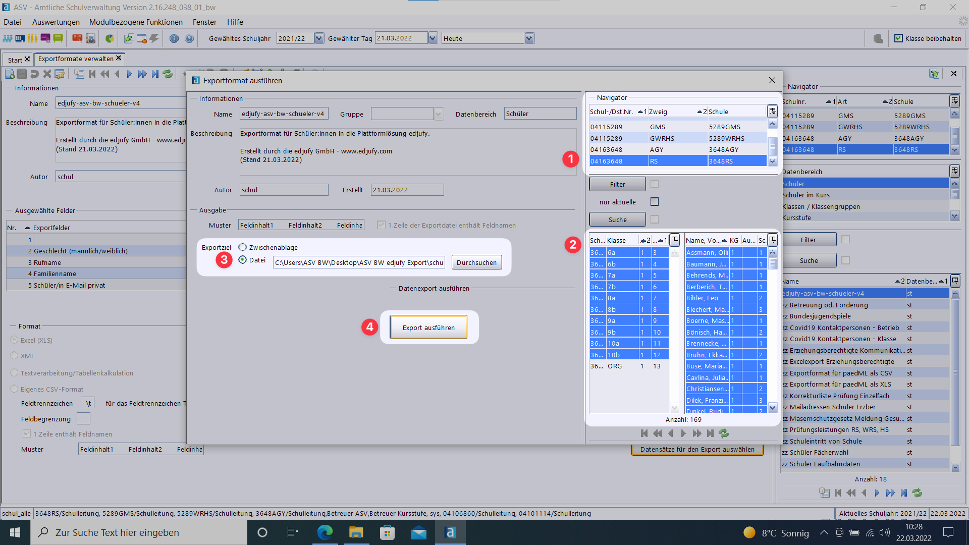 ASV-BW Schüler exportieren