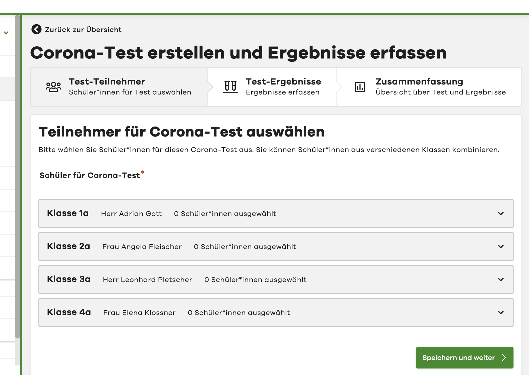 Step 1 Create Corona test - Select class