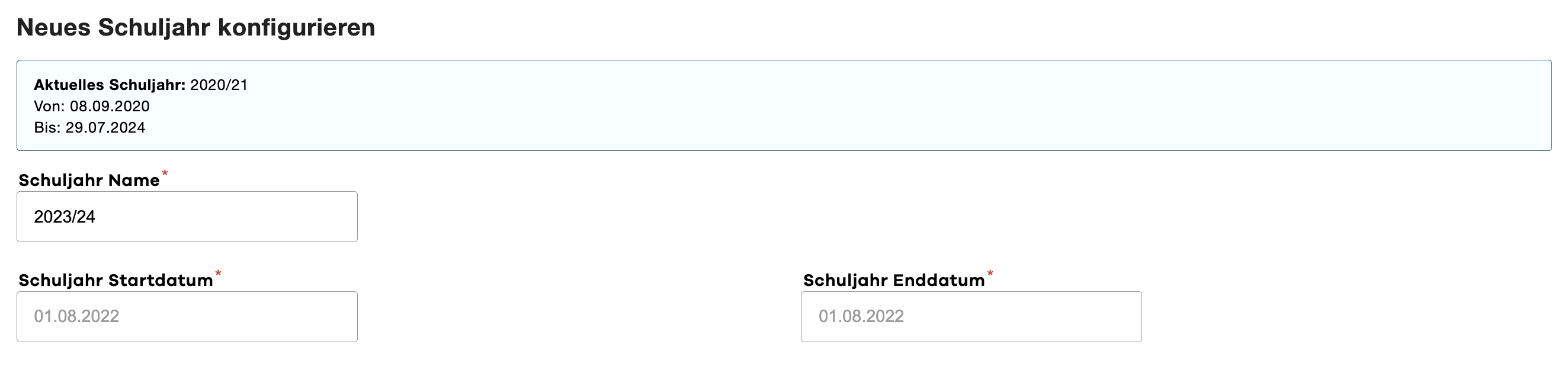 Configure School Year