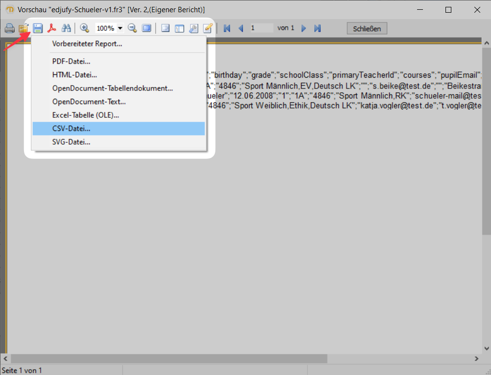 Export Report as CSV