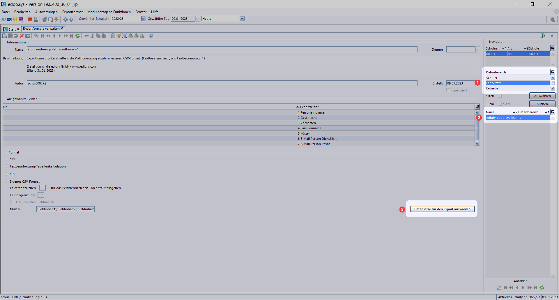 edoo.sys Export Teachers