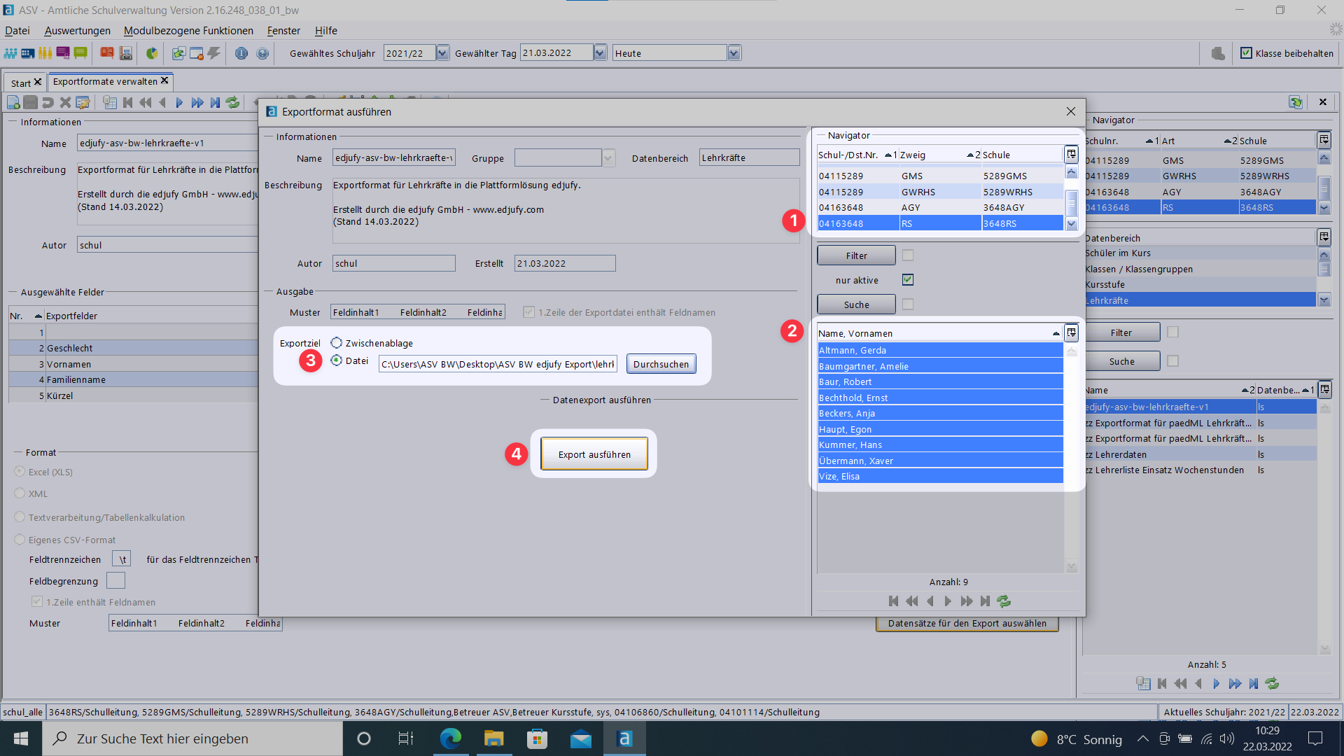 ASV-BW Export Teachers