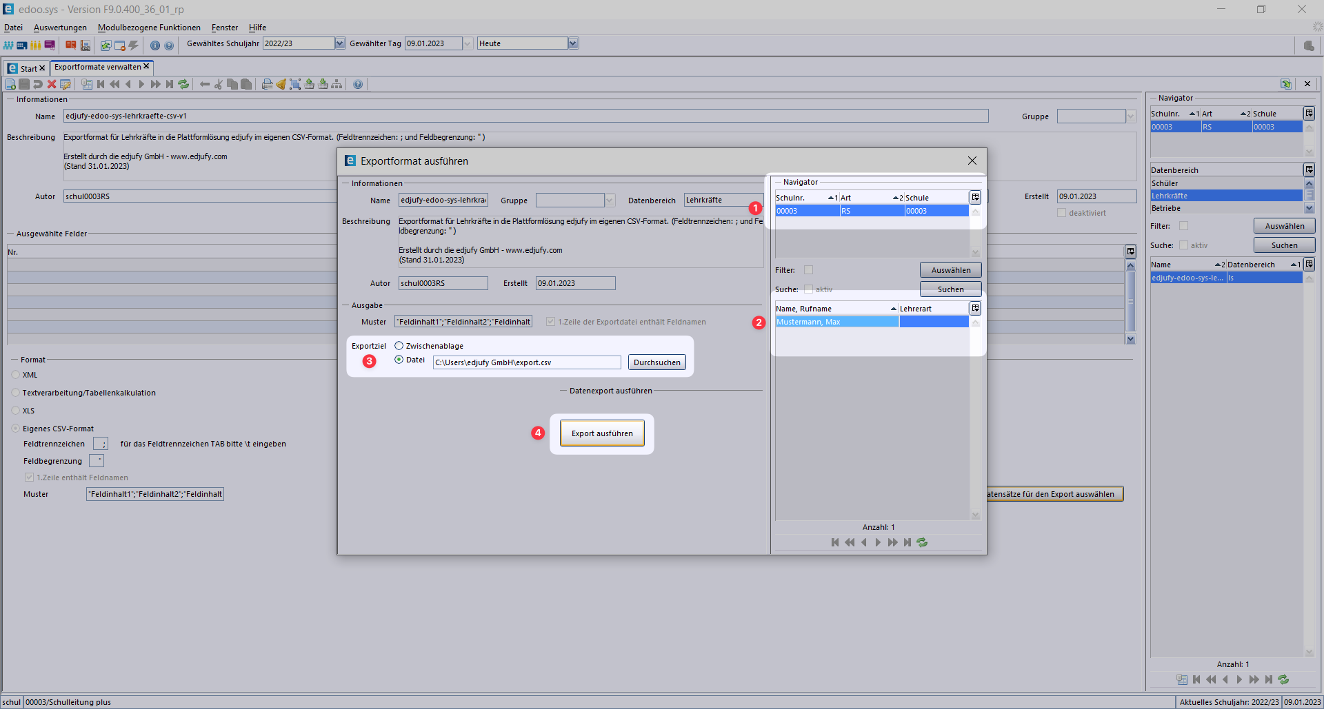 edoo.sys Export Teachers