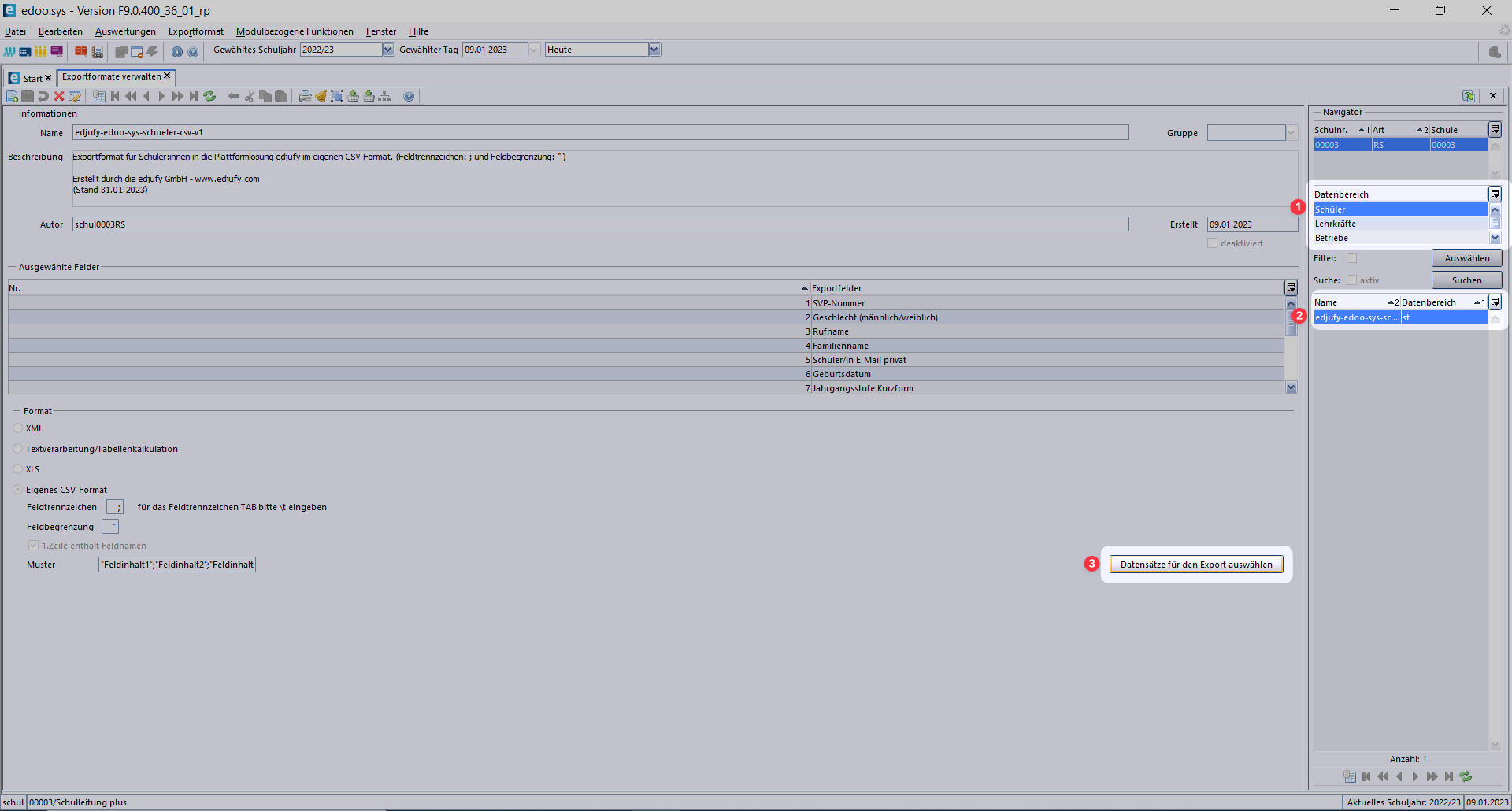 edoo.sys Export Pupils