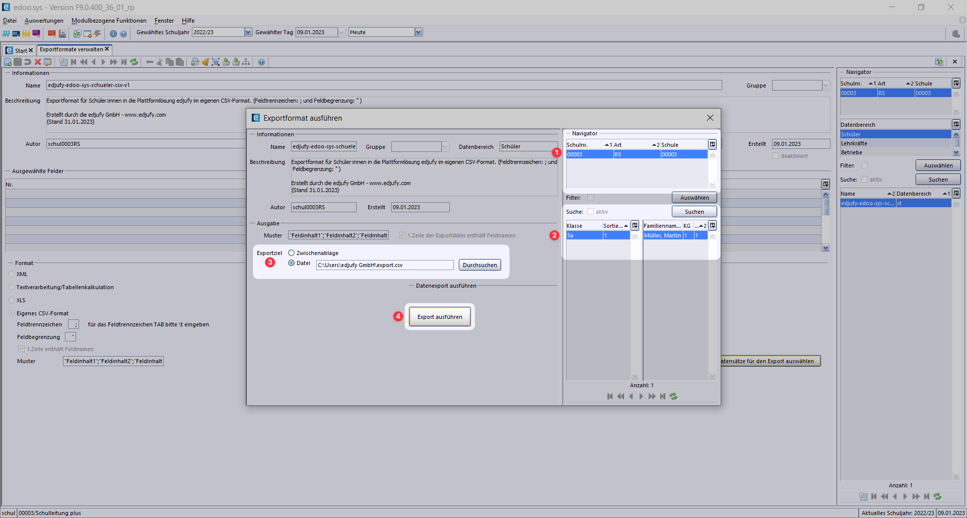edoo.sys Export Pupils