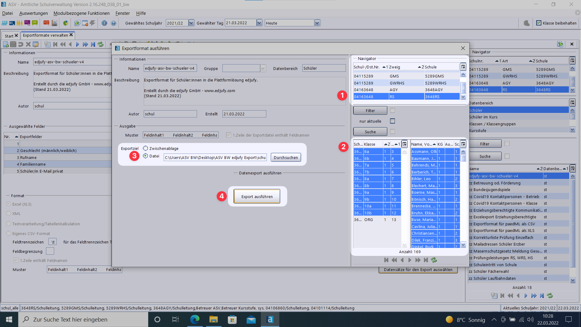 ASV-BW Export Pupils